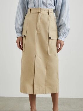Rails | Cyrus Khaki Cargo Belted Midi Skirt Cotton Linen